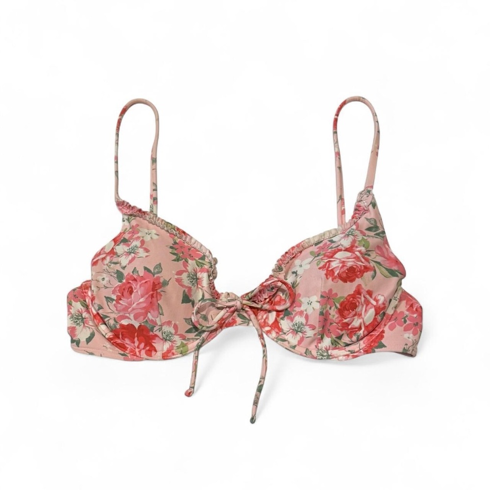 Hollister Pink Floral Tie-Front Underwire Bikini Top